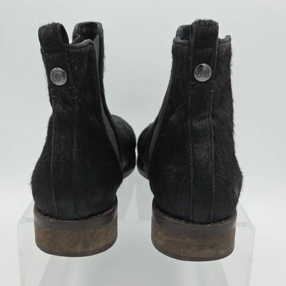 Maruti Black Calf Hair Chelsea Boots US Sz 8.5 EU Size 40 Block Heel EUC